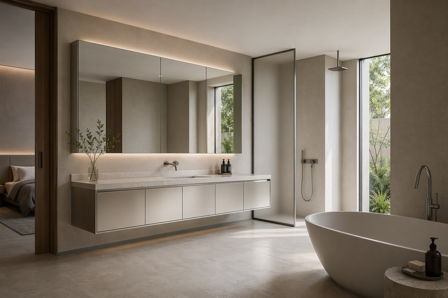 Fadior Acqua Bath And Vanity Suite — interior room context showing cabinet integration