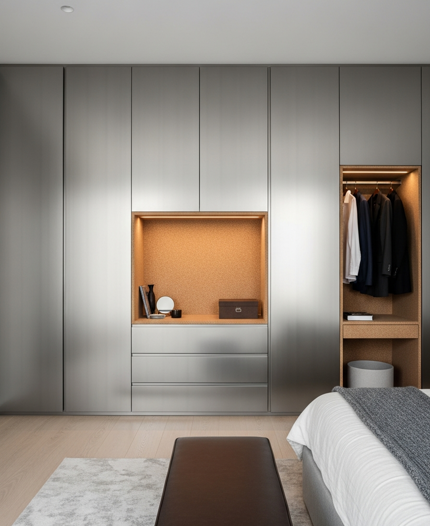 Fadior Brera Wardrobe Suite — 304 stainless steel wardrobe system, front view