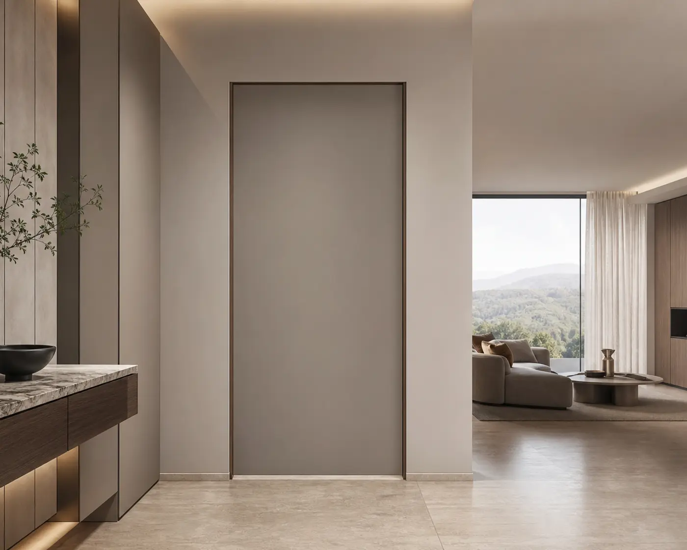 Fadior puerta interior en acero inoxidable 304 con acabados residenciales y planificación a medida