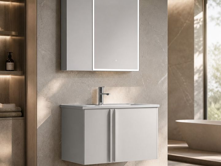 Bathroom Vanity Cabinet styled in a FADIOR HOME interior setting