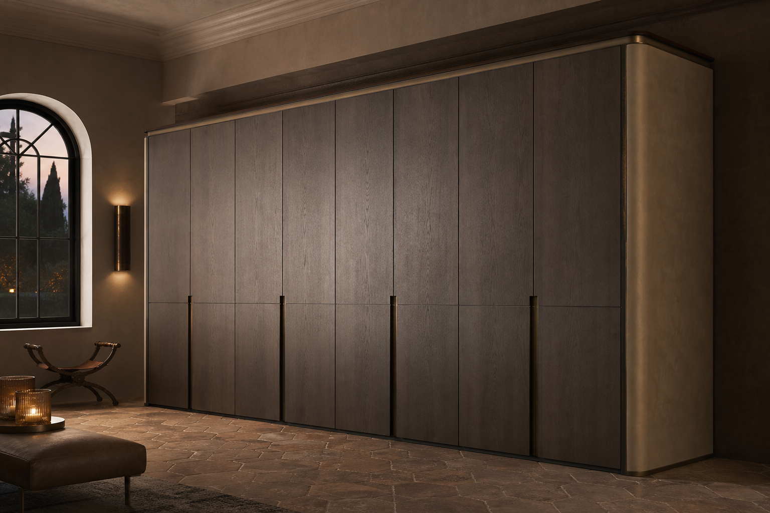 Fadior Voyage Wardrobe Suite with Floating Cedar Wardrobe Promenade — 304 stainless steel wardrobe system, front view