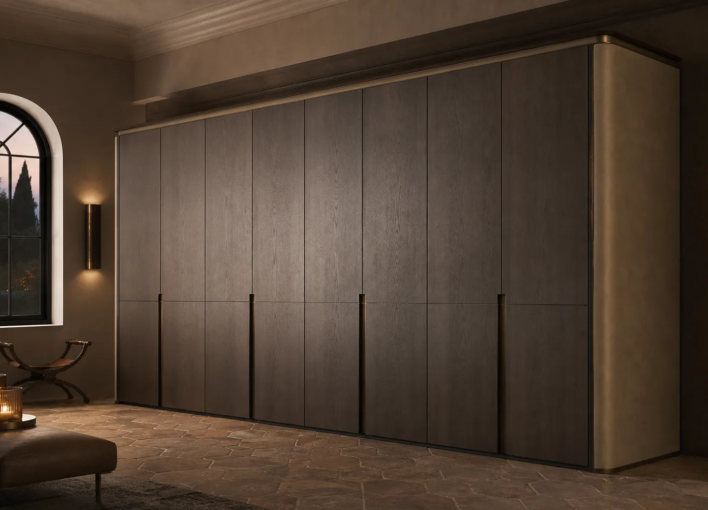 Fadior Voyage Wardrobe Suite with Floating Cedar Wardrobe Promenade — 304 stainless steel wardrobe system, front view