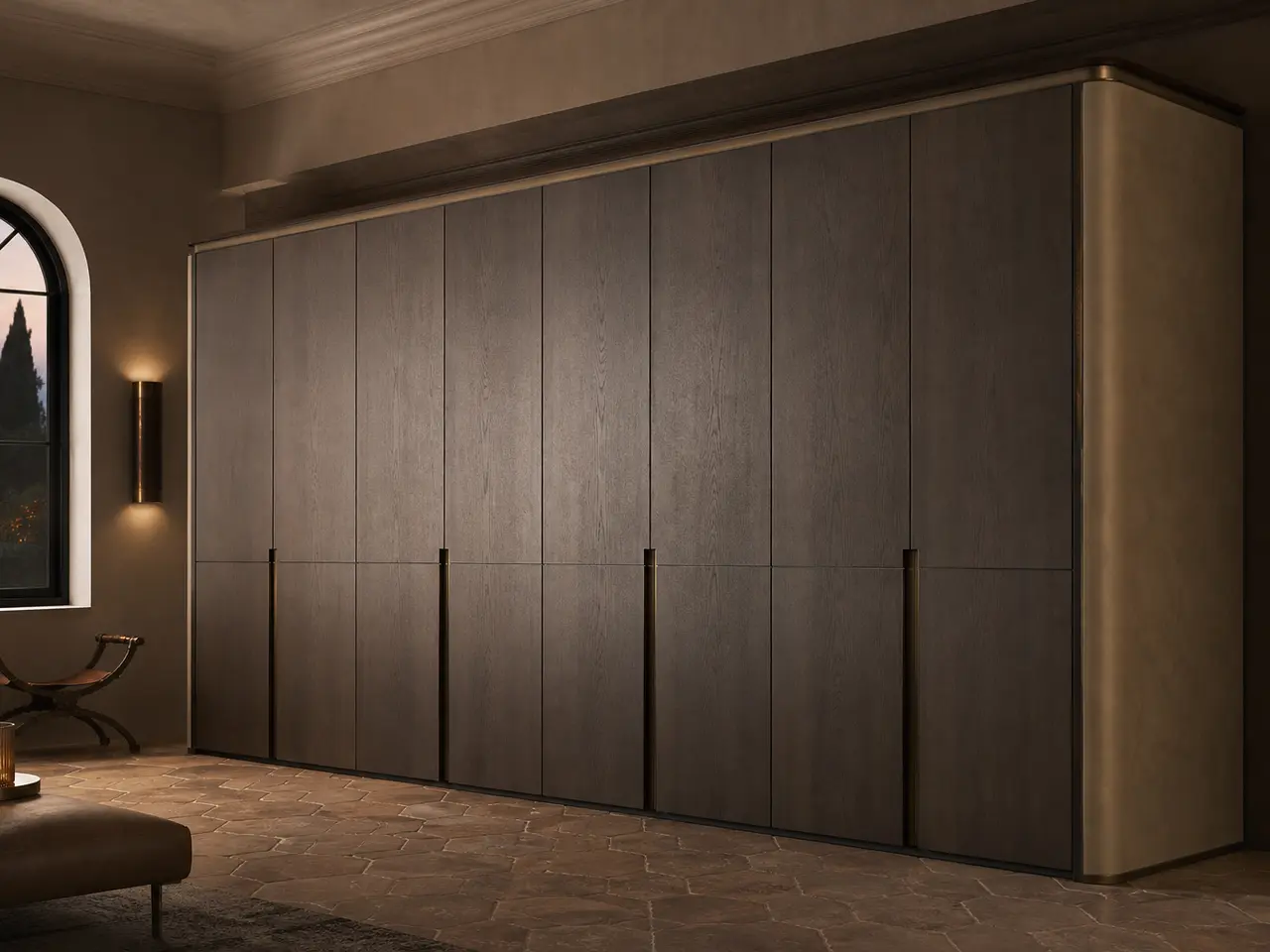 Fadior Voyage Wardrobe Suite with Floating Cedar Wardrobe Promenade — 304 stainless steel wardrobe system, front view