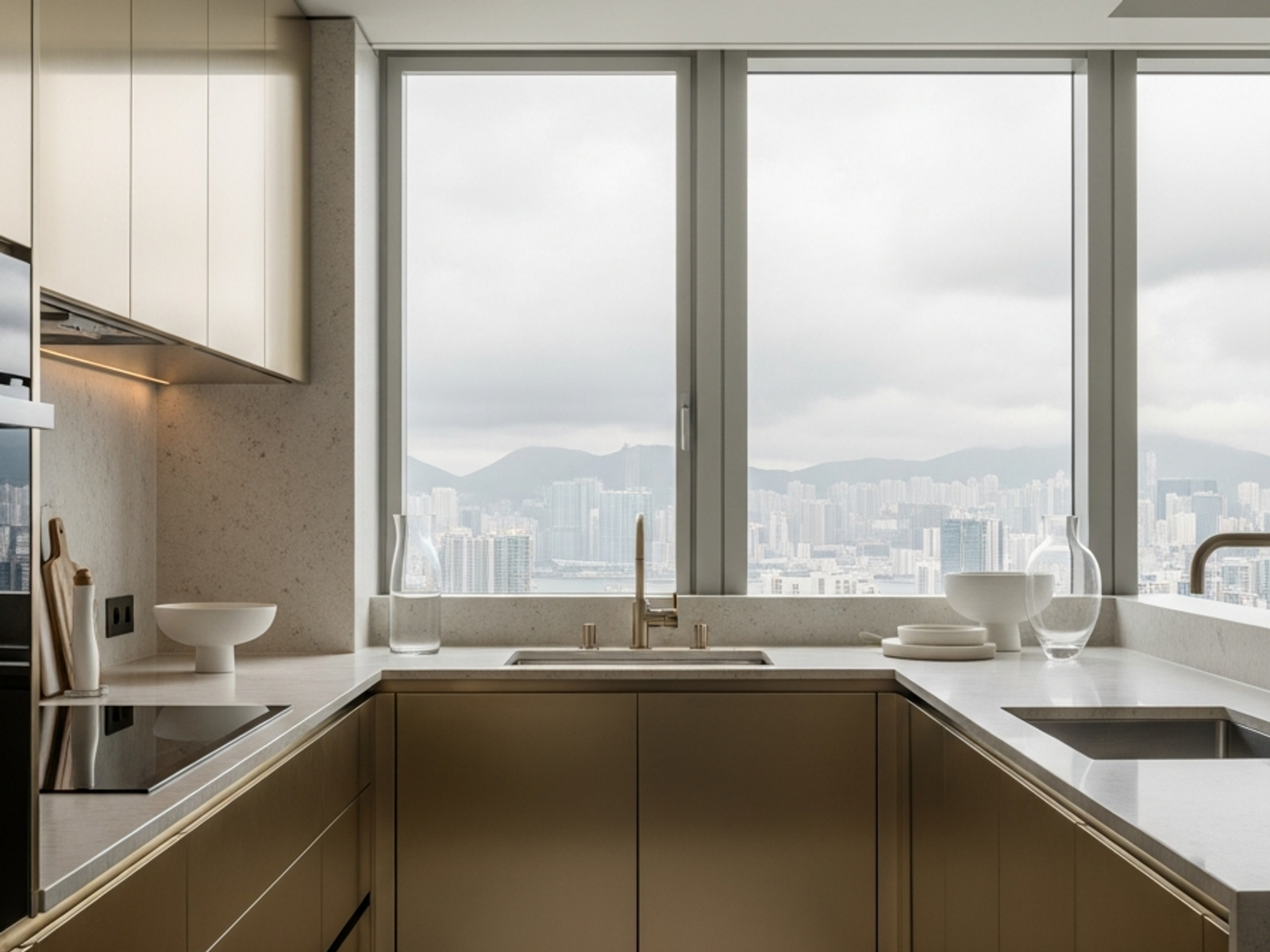 Fadior Hong Kong Peak Penthouse — 304 stainless steel kitchen system, architectural view
