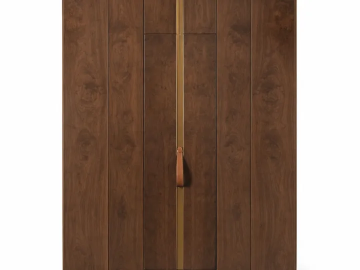 Fadior Resonance Wardrobe Suite with Burl Walnut Valet Bay — 304 stainless steel wardrobe system, front view