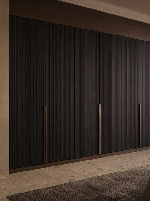 Suite de Armario Onyx con Pared de Sueño Acanalada en Carbón