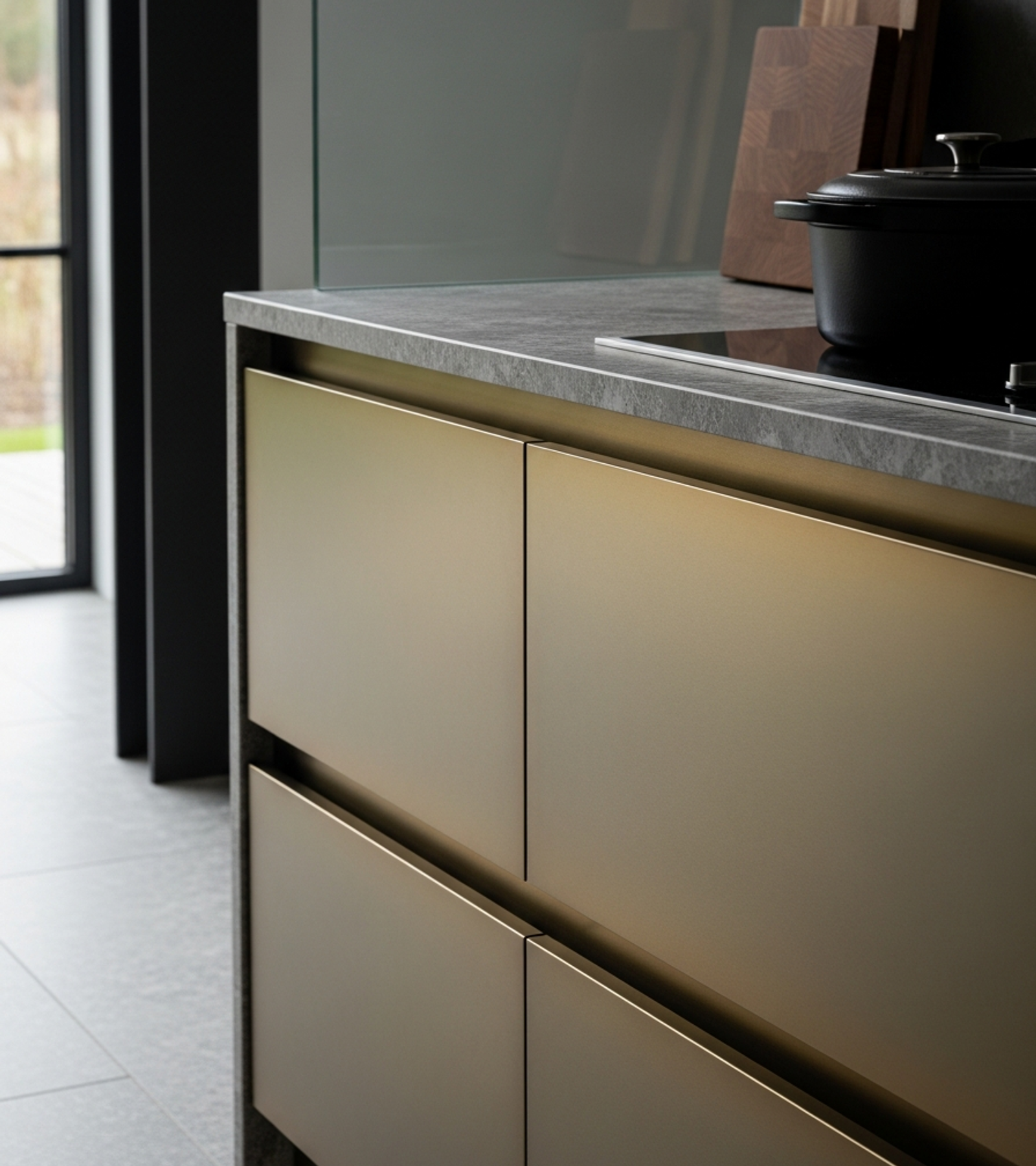 Fadior Abyss Kitchen Suite — close-up of stainless steel finish and hardware detail