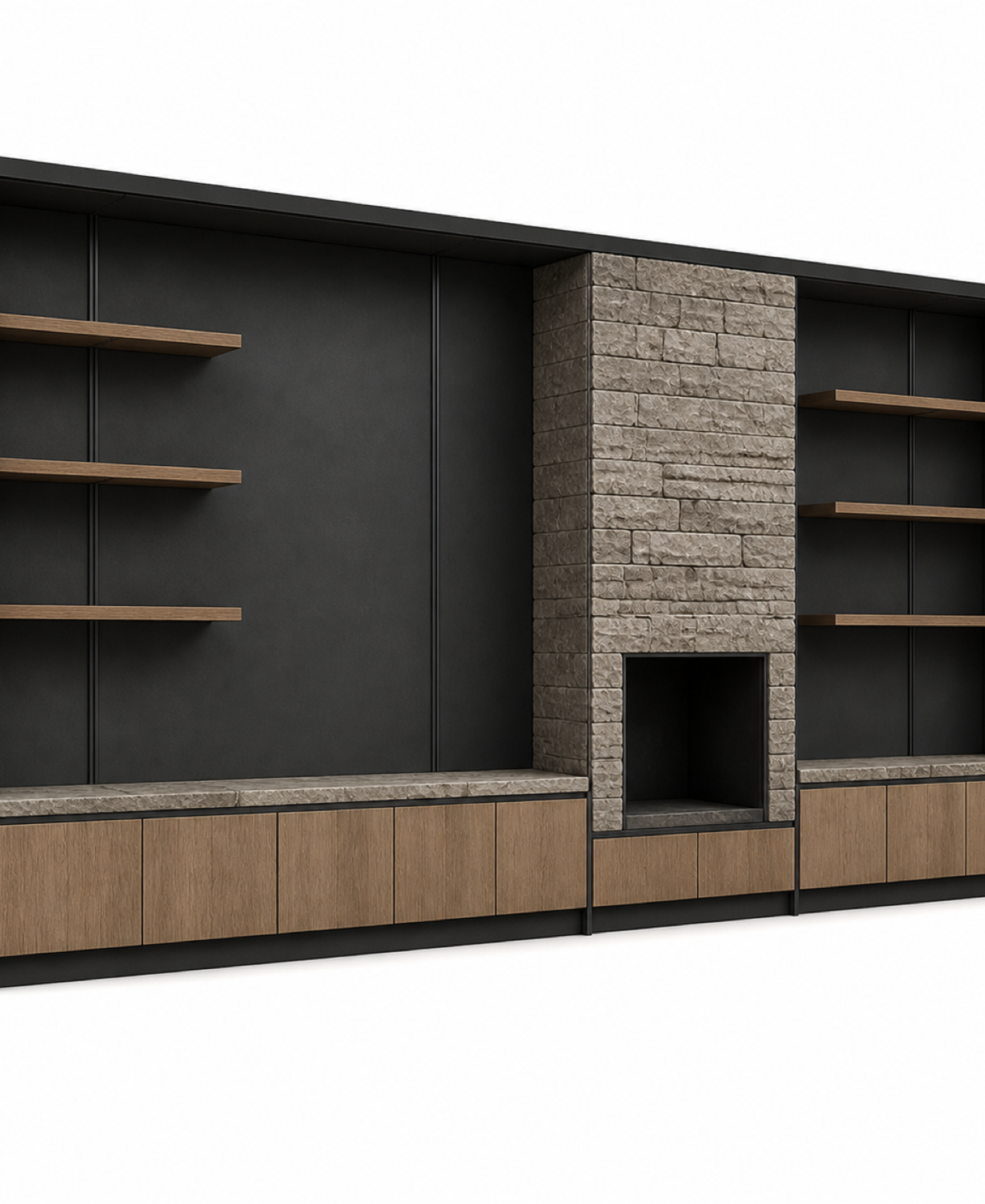 Fadior Zenith Living Room Suite with Low-Sill Art Ledge — 304 stainless steel living room system, front view