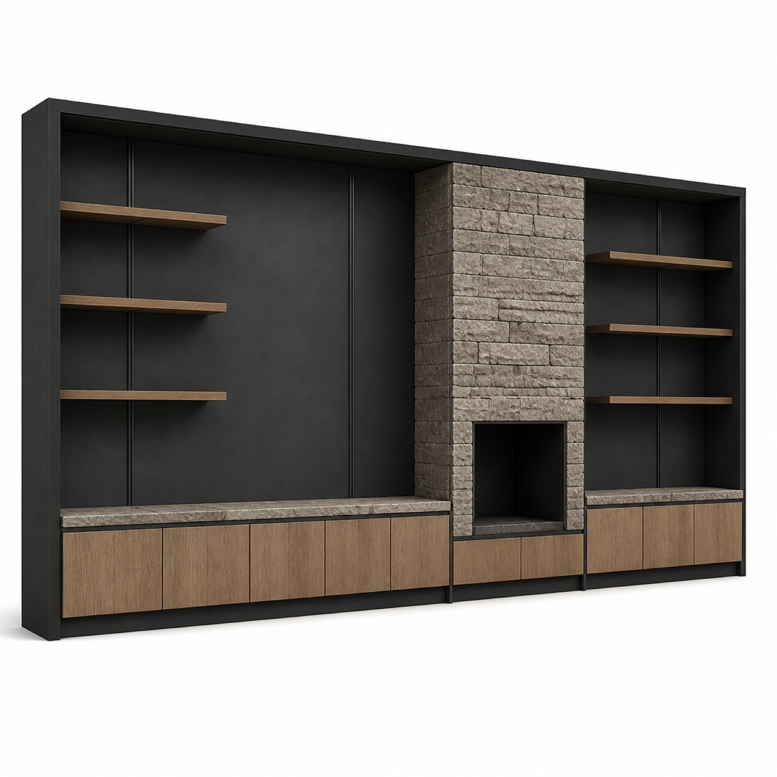 Fadior Zenith Living Room Suite with Low-Sill Art Ledge — 304 stainless steel living room system, front view