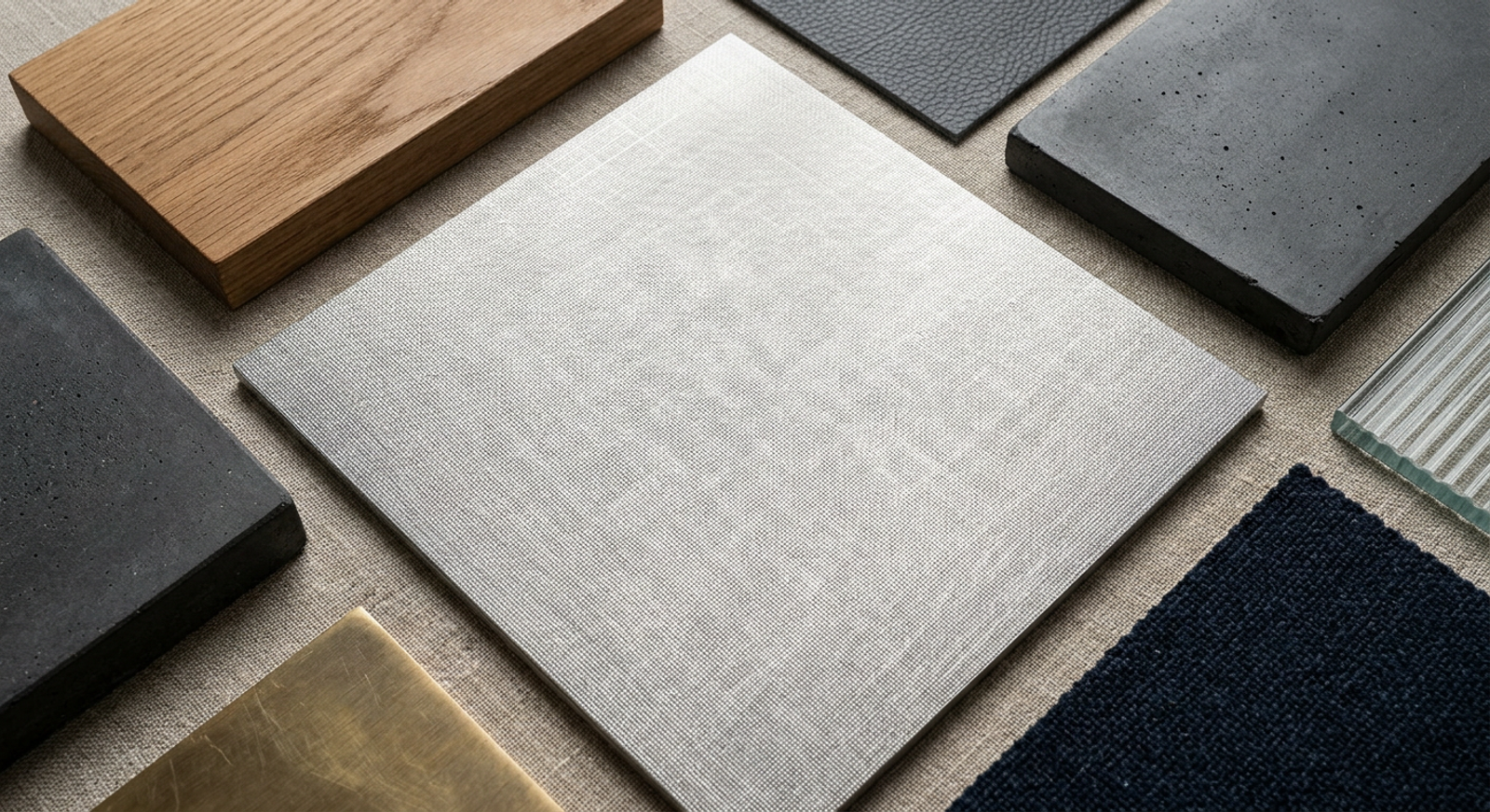 Linen Embossed Texture material palette with complementary finishes