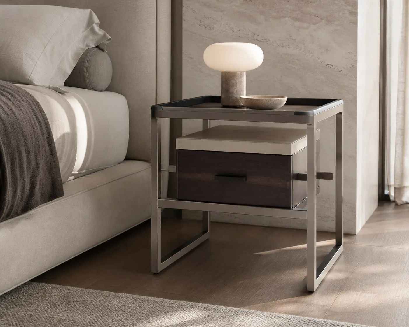 Open-Frame Suspended-Drawer Nightstand