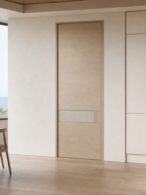 Fadior Alabaster Interior Door Suite with Chalk Lantern Passage Leaf — 304 stainless steel interior door system, front view