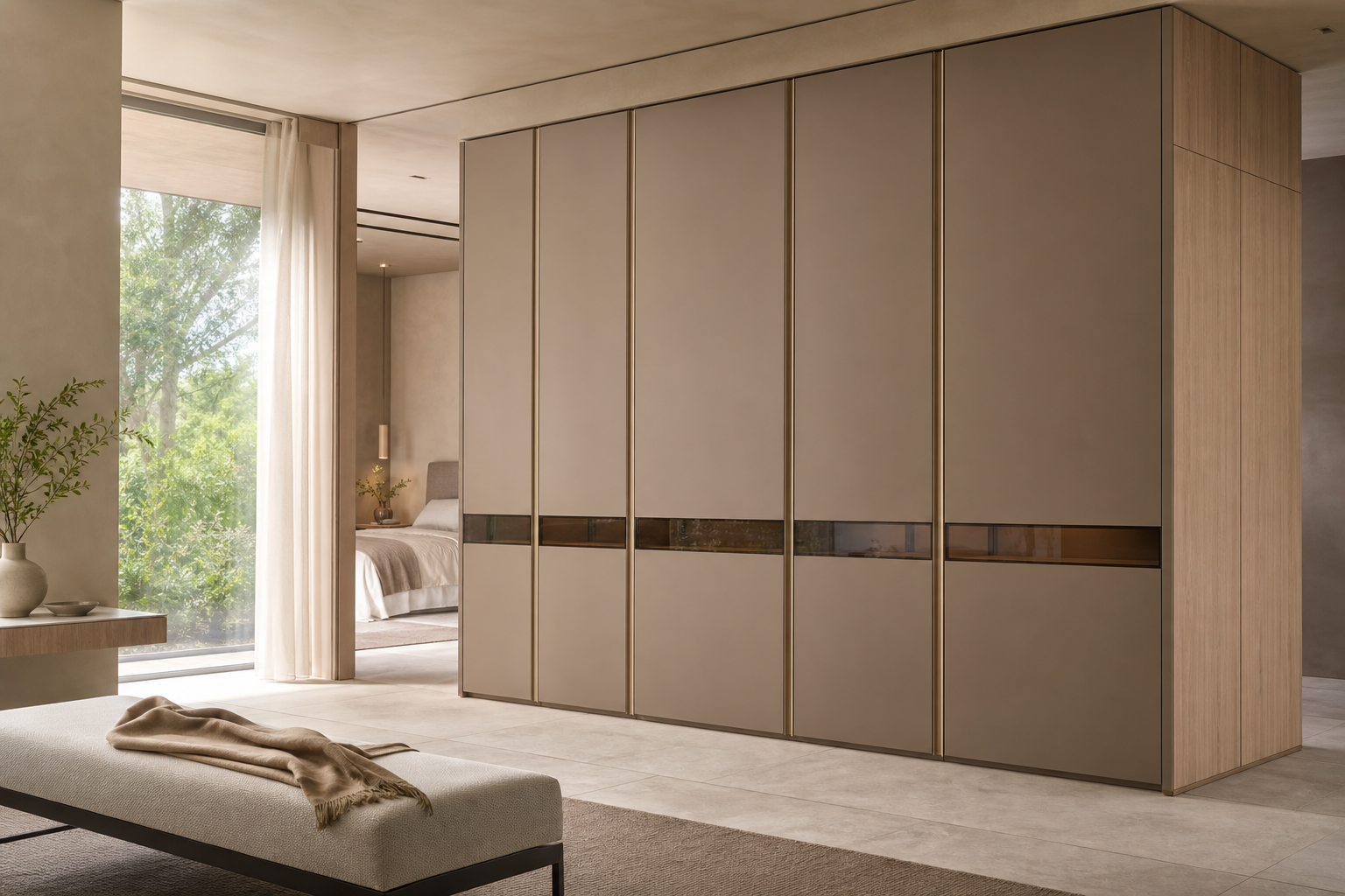 Fadior Elementum Wardrobe Suite with Precision Dressing Grid — lifestyle setting with natural light and residential styling