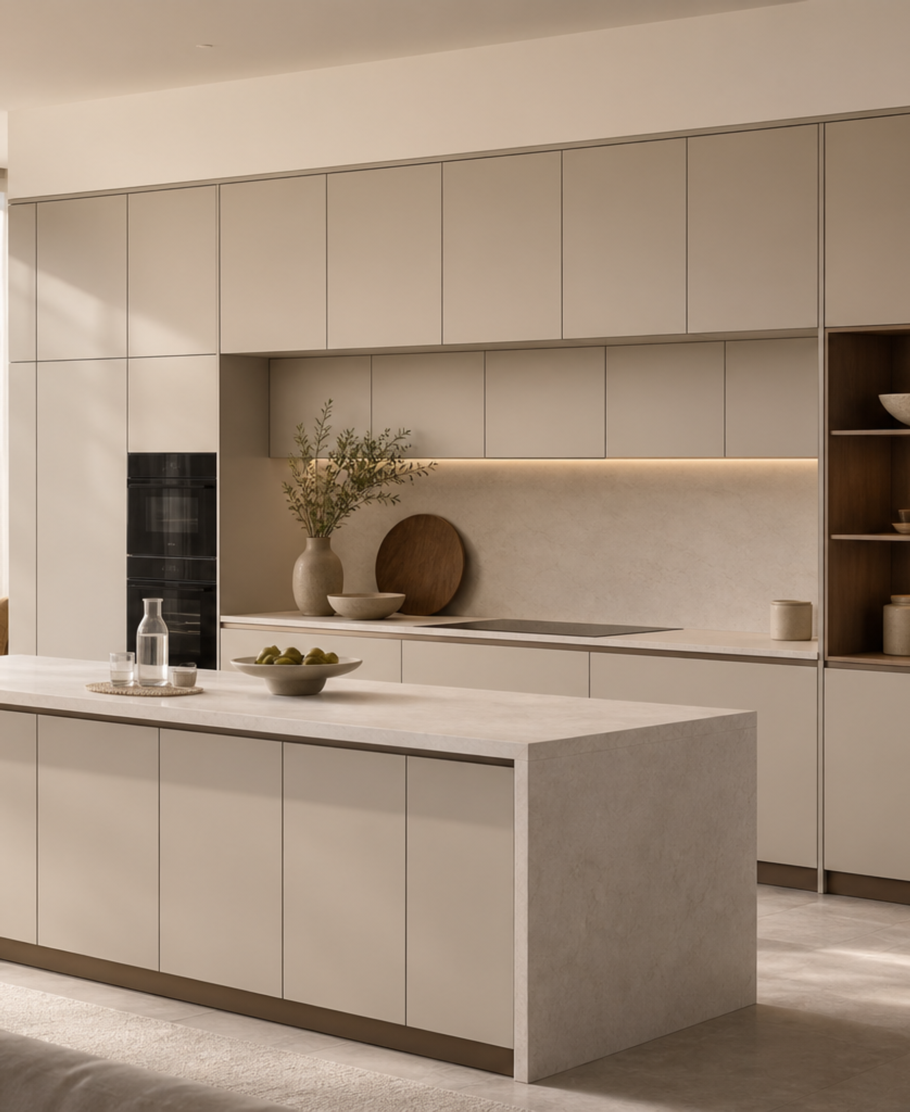 Fadior Silkstone Kitchen Suite with Slim Frame Culinary Wall — 304 stainless steel kitchen system, front view