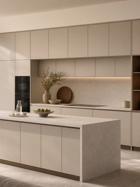 Fadior Silkstone Kitchen Suite with Slim Frame Culinary Wall — 304 stainless steel kitchen system, front view