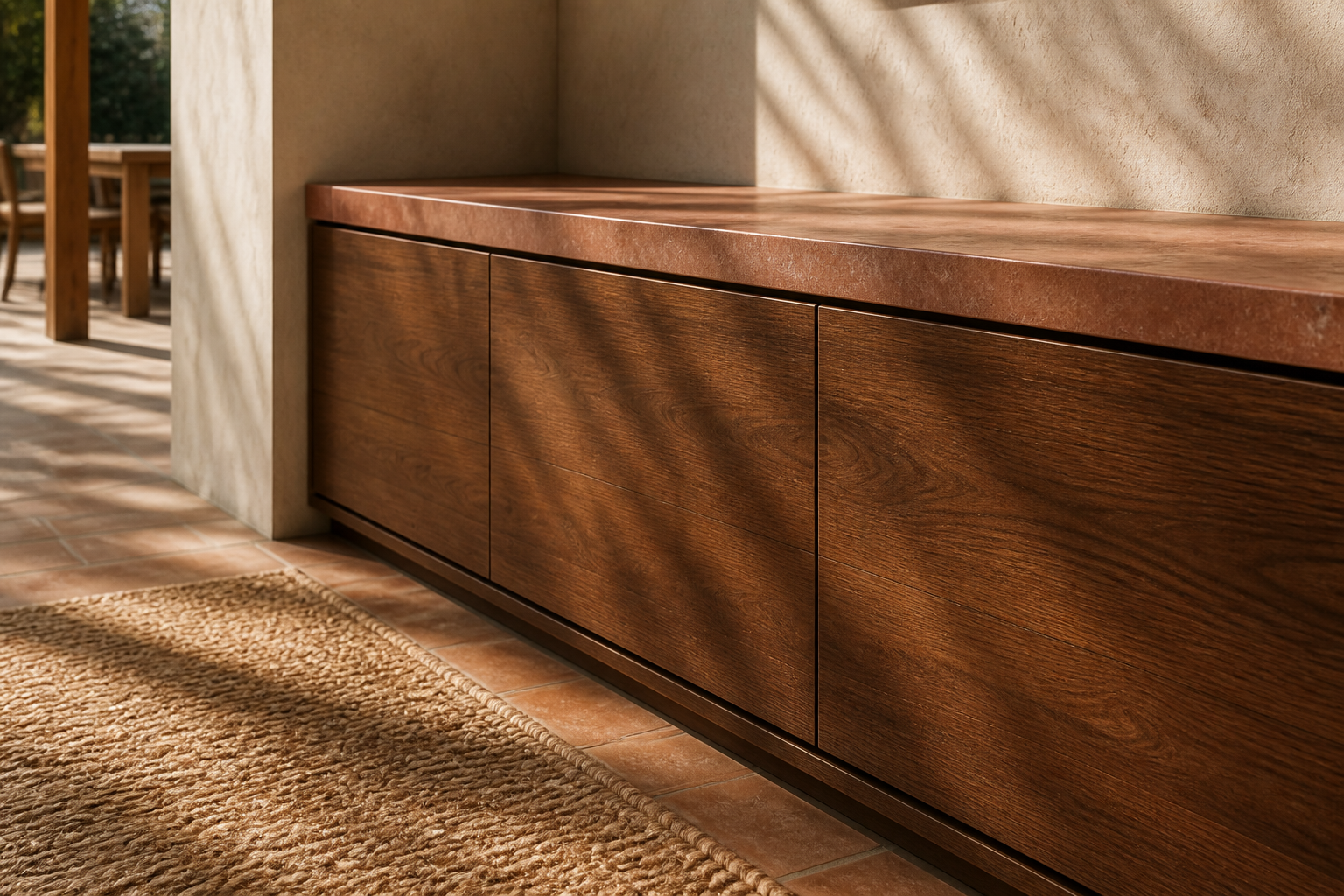 Fadior Ecliptic Entryway Suite with Shadowline Arrival Wall — close-up of stainless steel finish and hardware detail