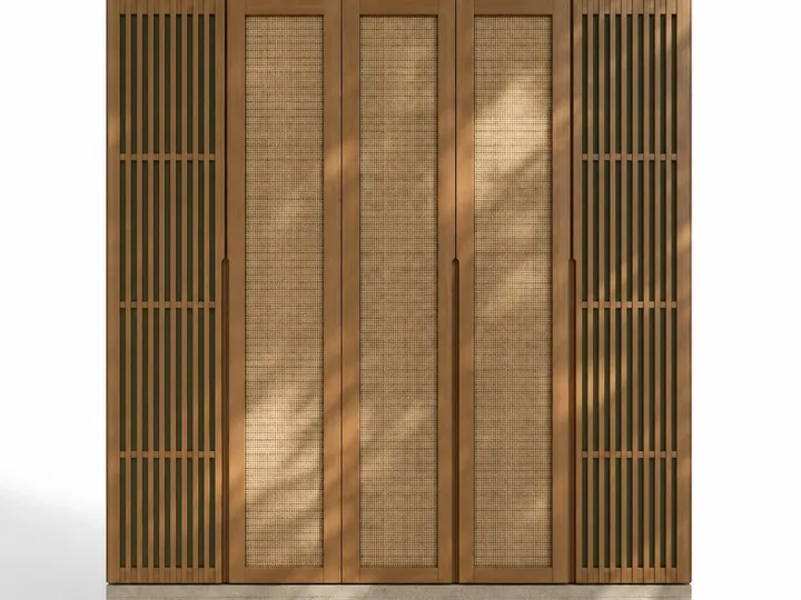 Fadior Lumiere Wardrobe Suite with Pearl Pivot Valet Wall — 304 stainless steel wardrobe system, front view
