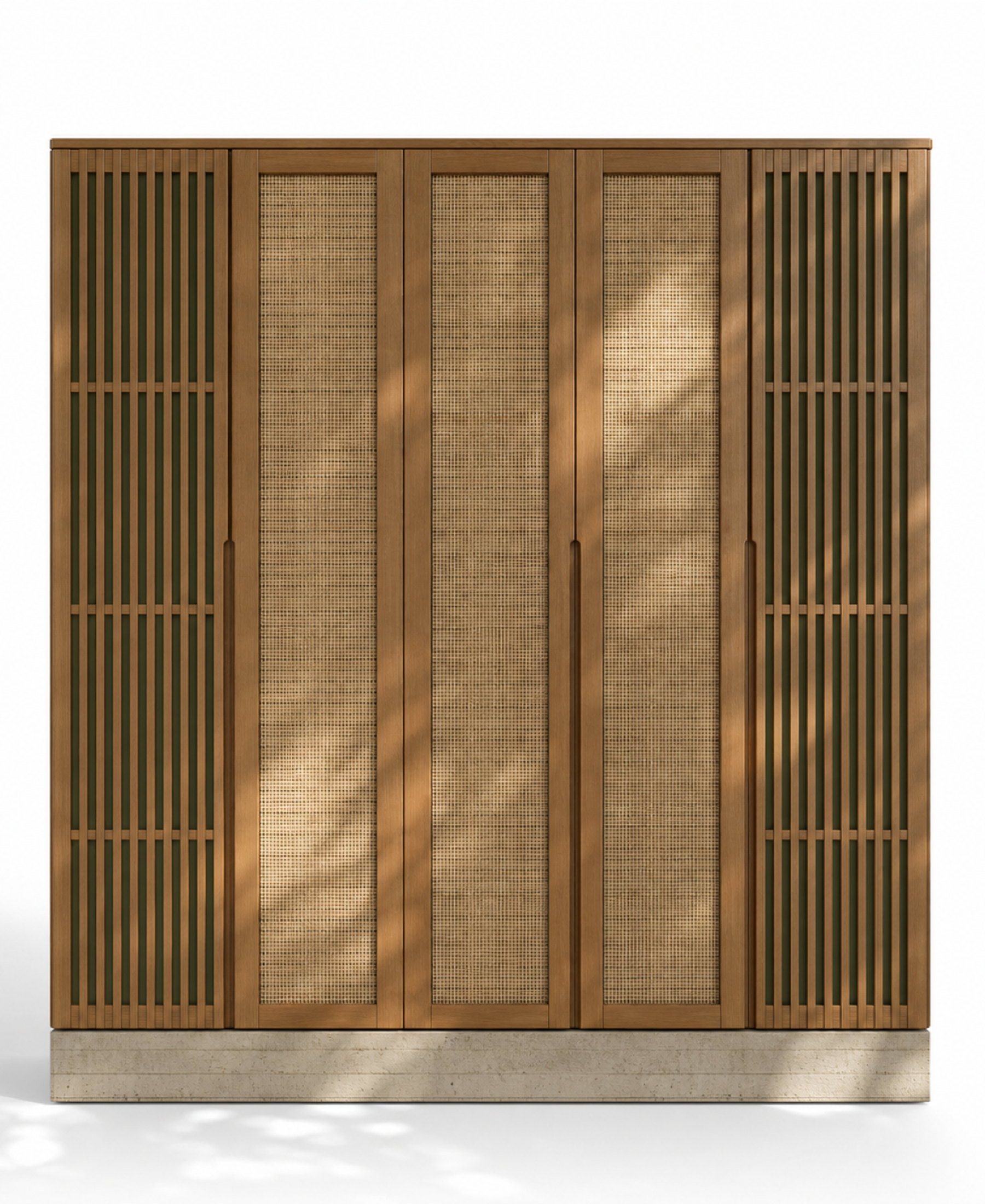 Fadior Lumiere Wardrobe Suite with Pearl Pivot Valet Wall — 304 stainless steel wardrobe system, front view
