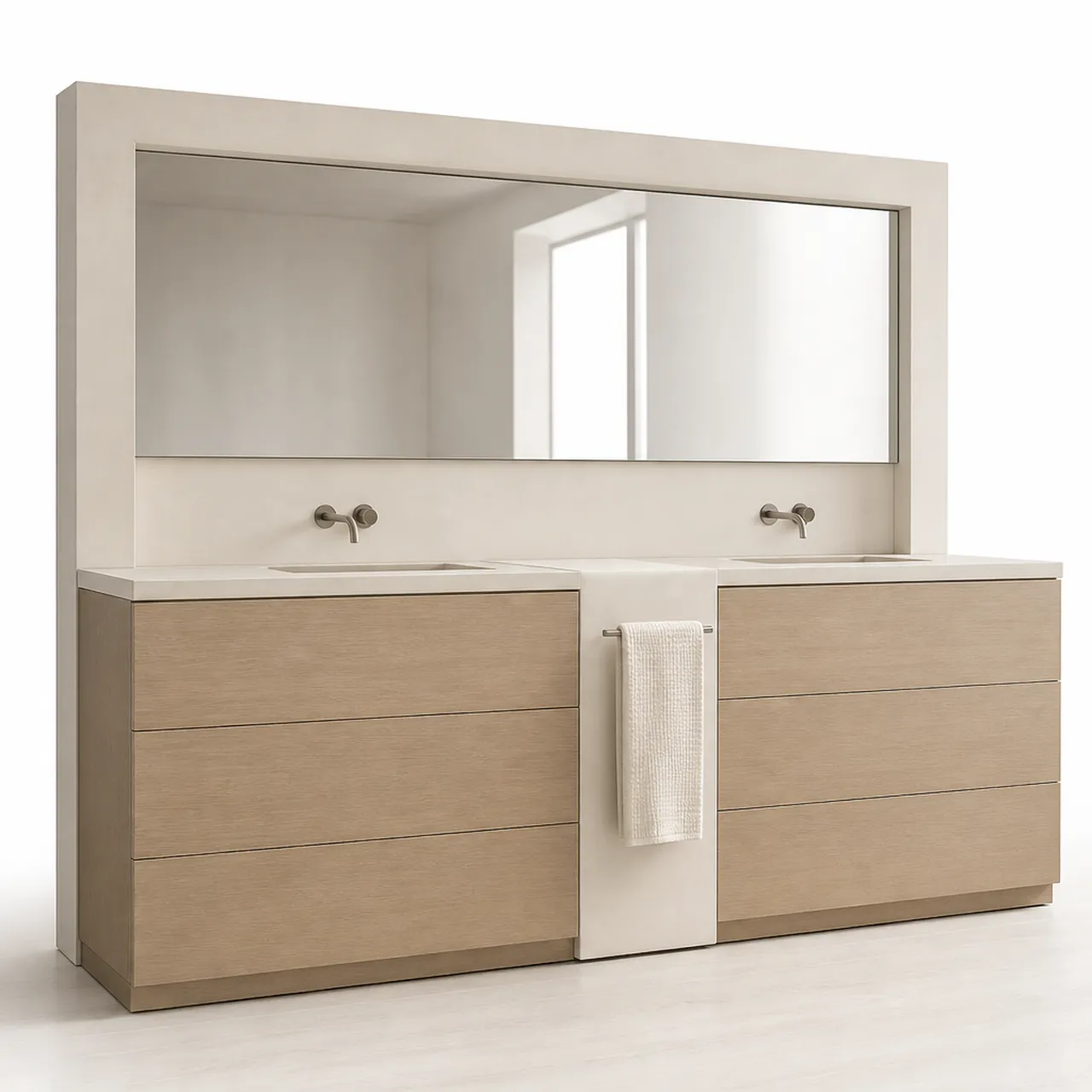 Fadior Nacre Bath and Vanity Suite with Chalk Ceramic Towel Pier — 304 stainless steel bath and vanity system, front view