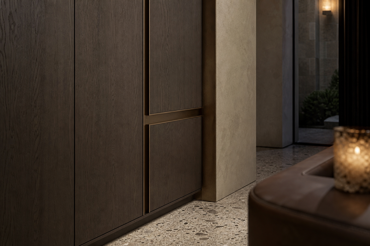 Fadior Voyage Wardrobe Suite with Floating Cedar Wardrobe Promenade — close-up of stainless steel finish and hardware detail