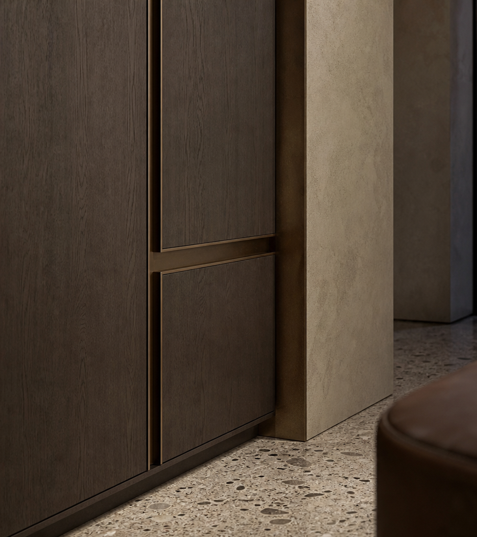 Fadior Voyage Wardrobe Suite with Floating Cedar Wardrobe Promenade — close-up of stainless steel finish and hardware detail