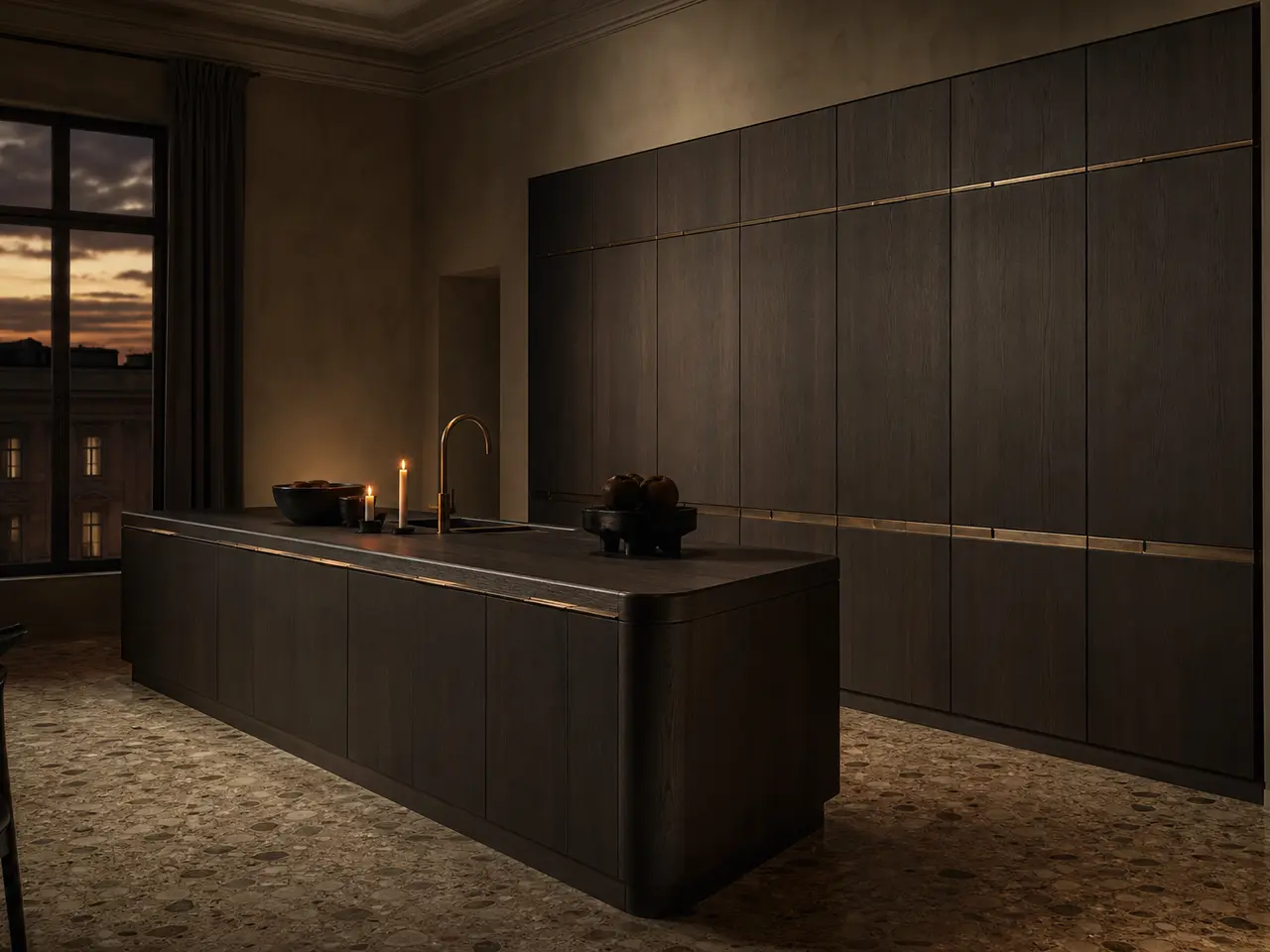 Fadior Silkstone Kitchen Suite with Bronze Pull Counter - custom 304 stainless steel kitchen cabinetry with residential finishes, storage planning, and daily workflow