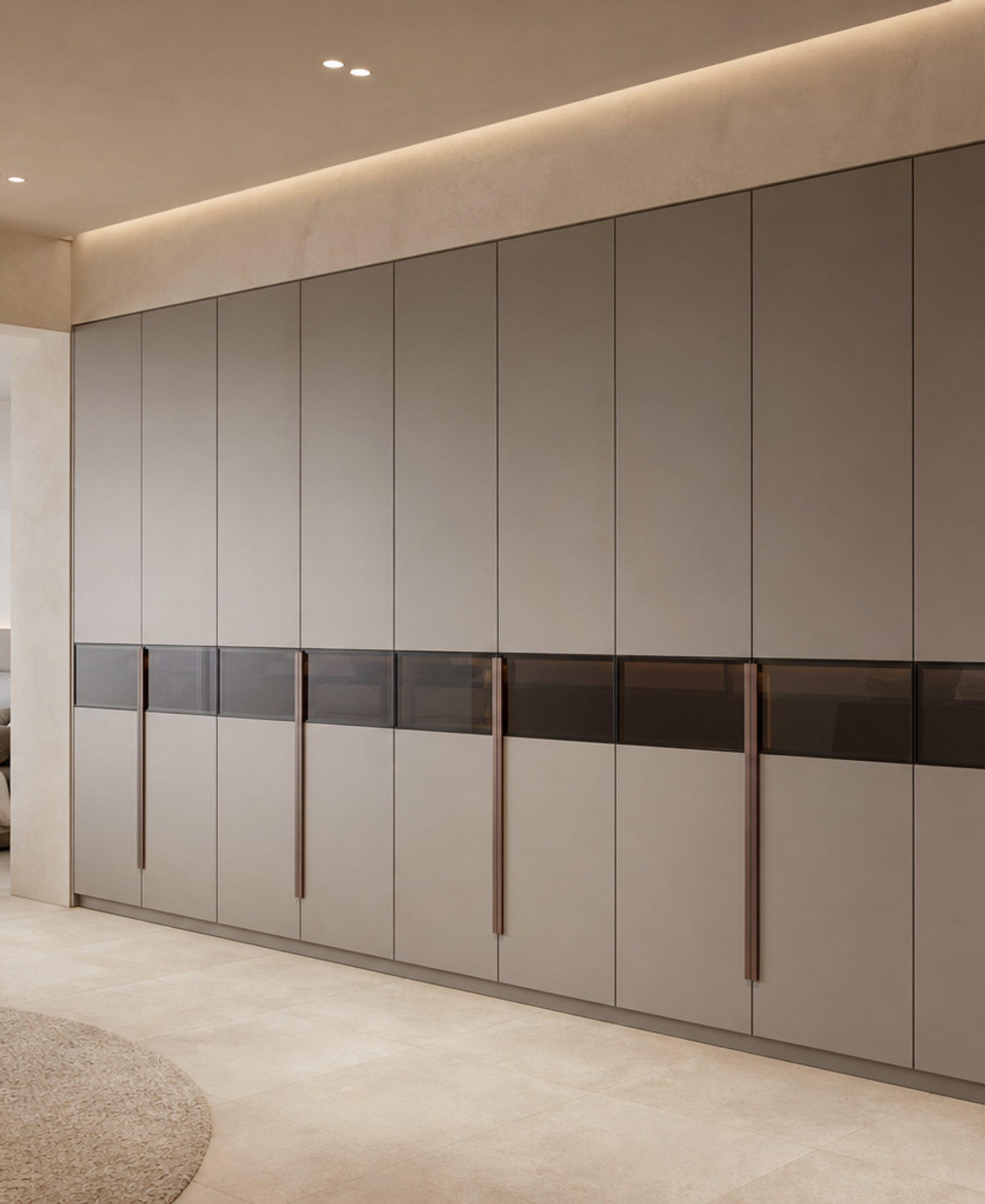 Fadior Canopy Wardrobe Suite with Tailored Dressing Grid — 304 stainless steel wardrobe system, front view