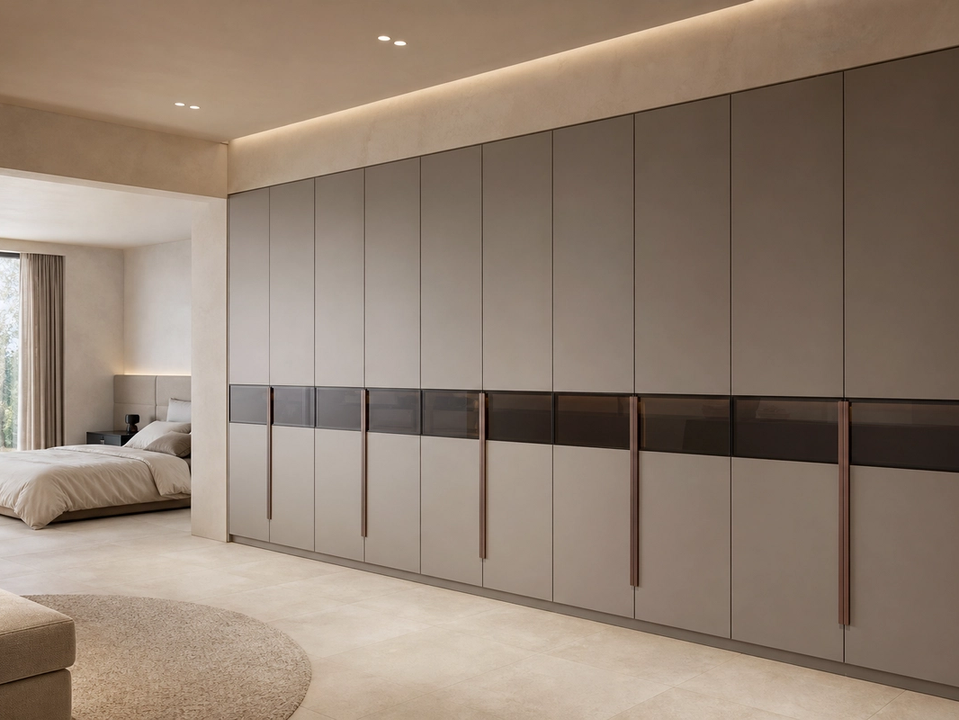 Fadior Canopy Wardrobe Suite with Tailored Dressing Grid — 304 stainless steel wardrobe system, front view