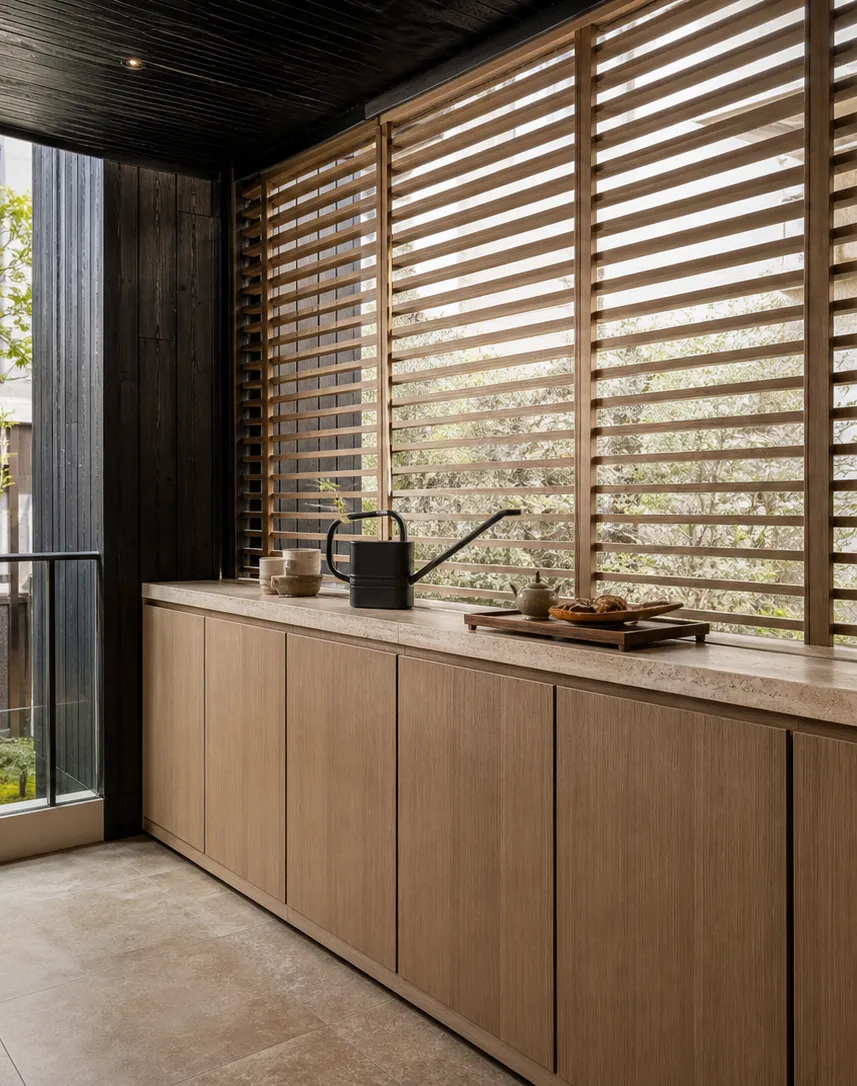 Suite de Balcón Soleil con Consola de Servicio Breeze Louver perspectiva interior