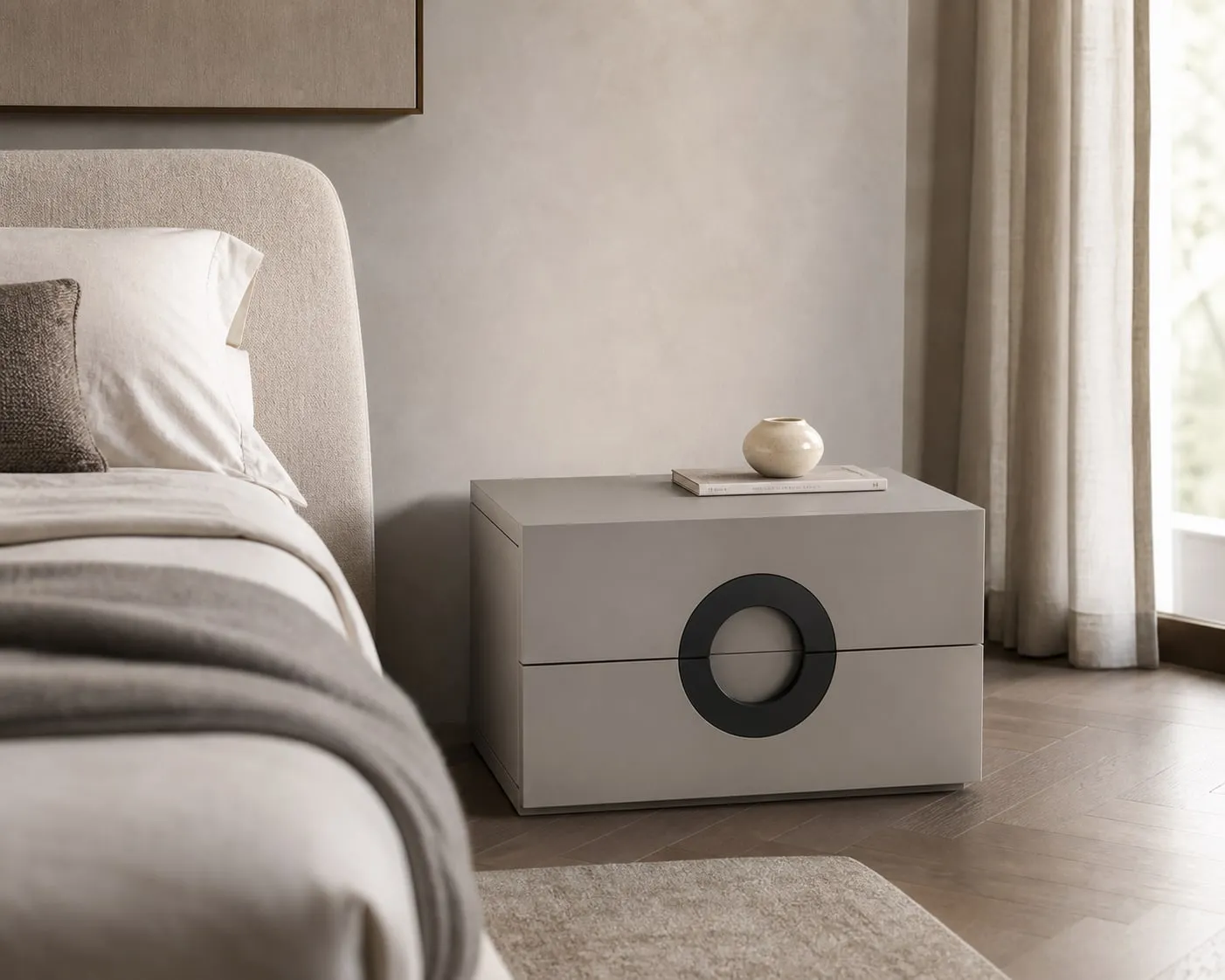 Ring-Pull Two-Drawer Nightstand