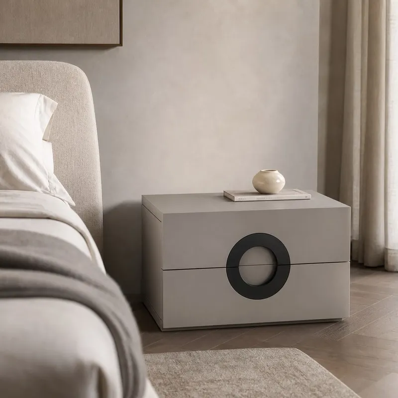 Ring-Pull Two-Drawer Nightstand