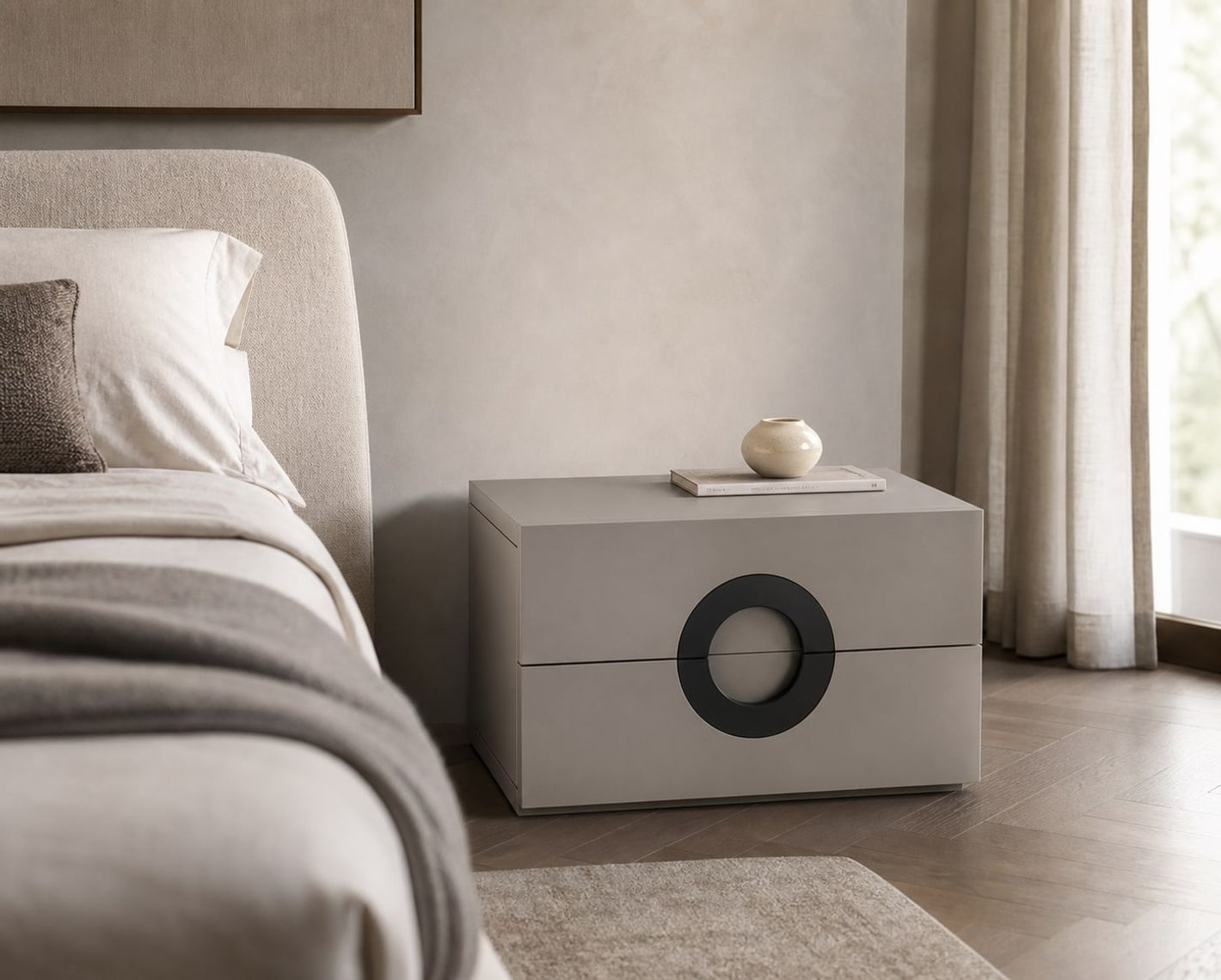 Nightstand (NS-005) styled in a FADIOR HOME interior setting