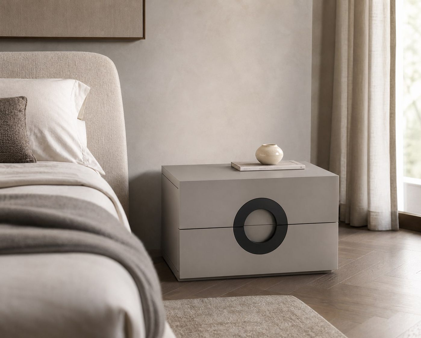 Nightstand styled in a FADIOR HOME interior setting