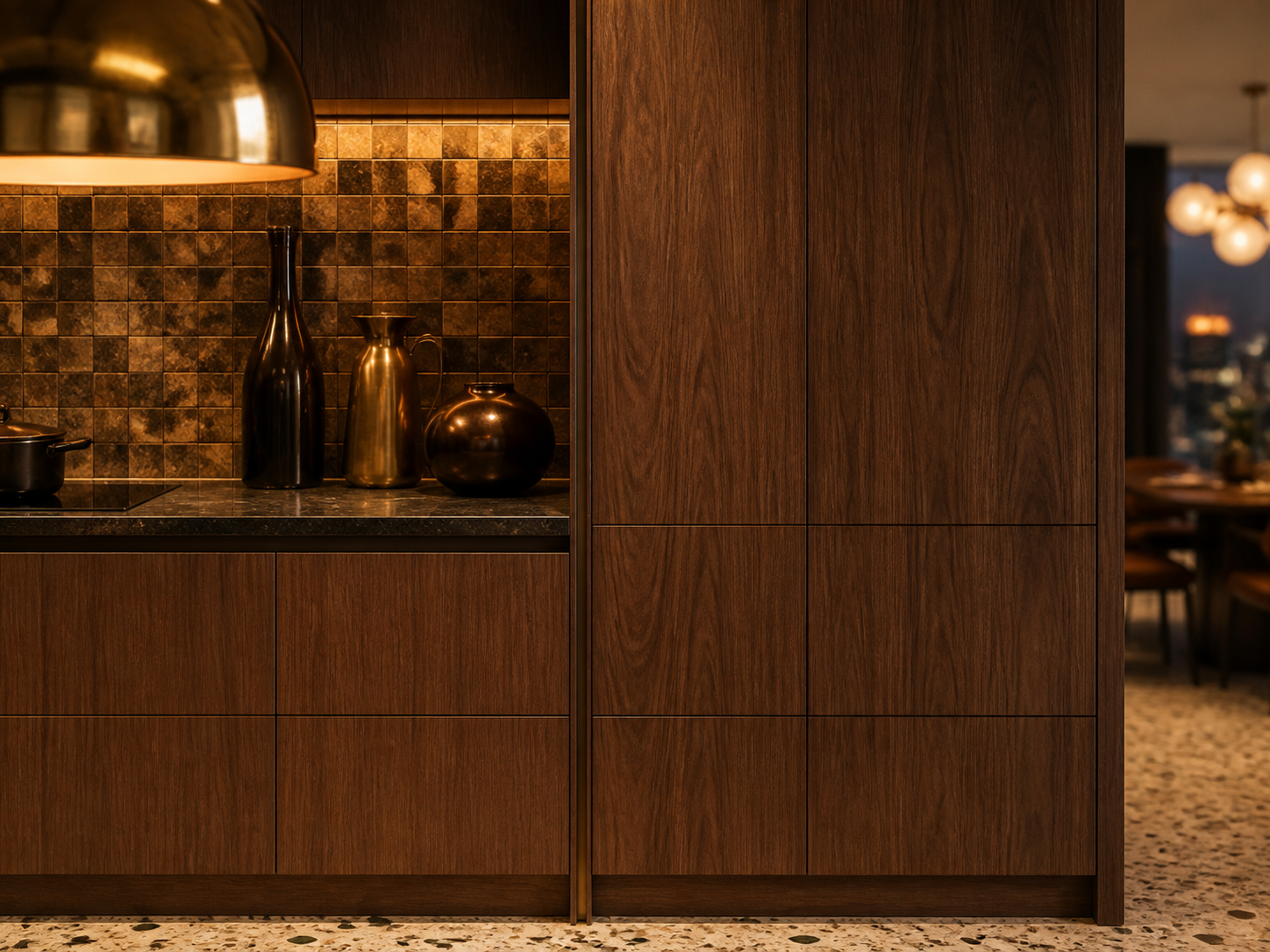Fadior Continuum Kitchen Suite with Integrated Culinary Wall — close-up of stainless steel finish and hardware detail