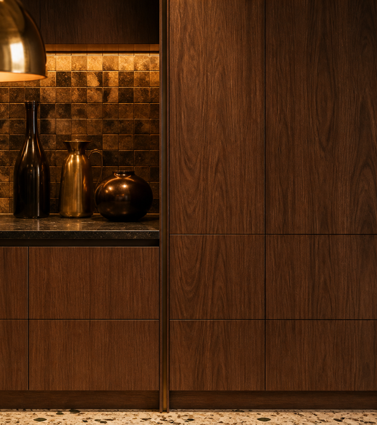 Fadior Continuum Kitchen Suite with Integrated Culinary Wall — close-up of stainless steel finish and hardware detail