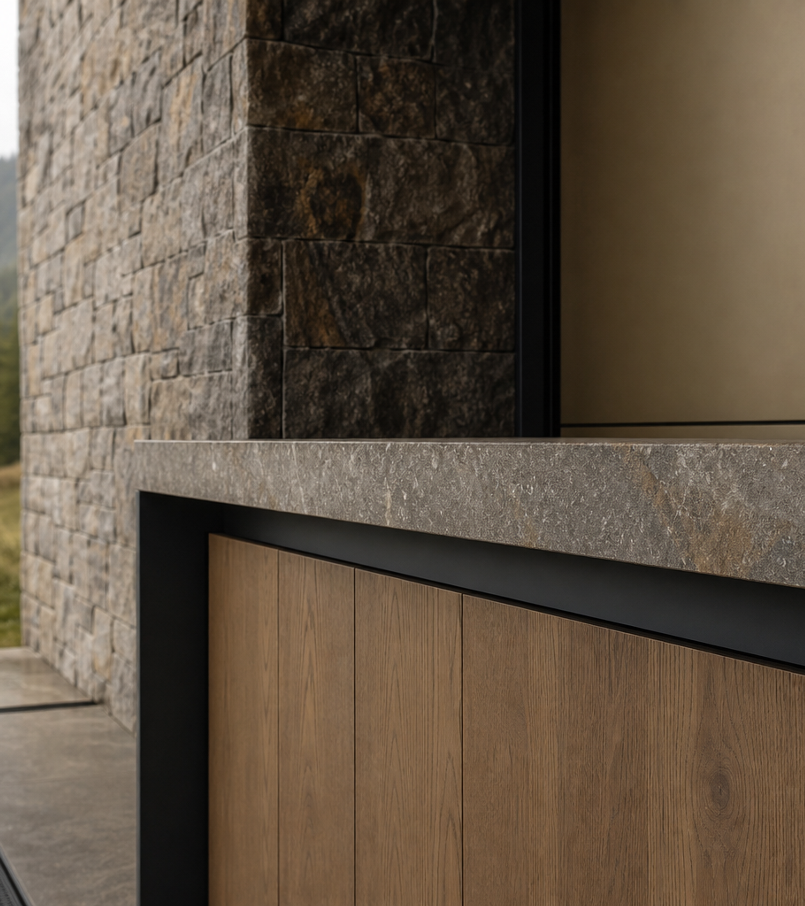 Fadior Continuum Spectral Champagne Prep Wall — close-up of stainless steel finish and hardware detail