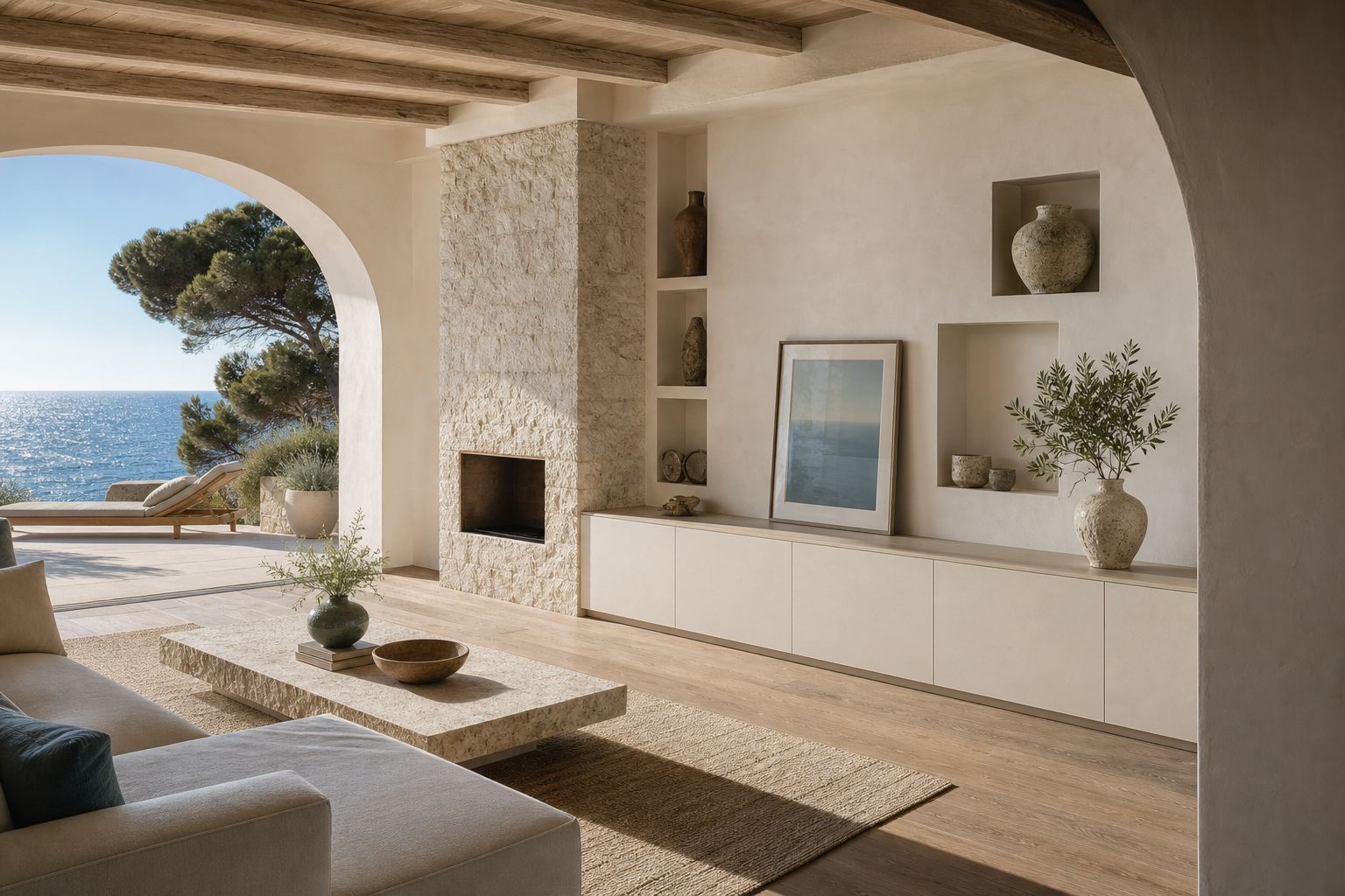 Fadior Galleria Living Room Suite with Modular Display Plinth — interior room context showing cabinet integration