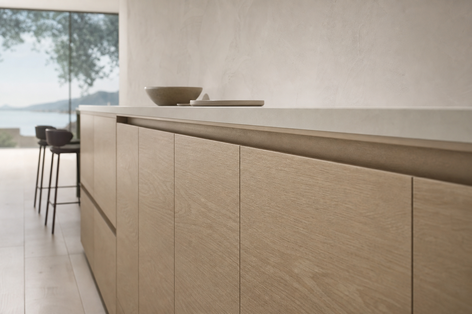 Fadior Continuum Kitchen Suite with Shadowed Service Ledge — close-up of stainless steel finish and hardware detail