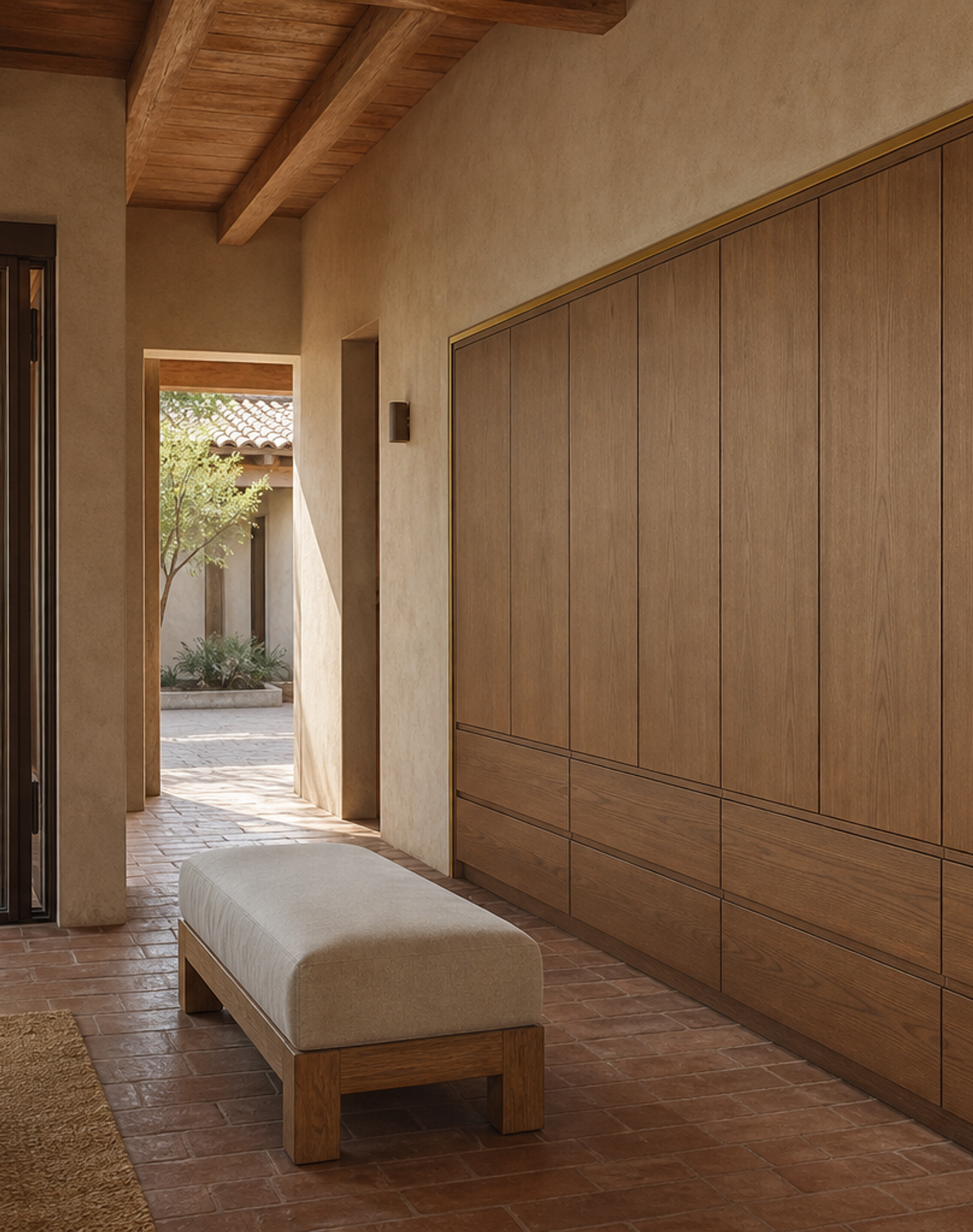 Fadior Eclipse Wardrobe Suite with Brass Reveal Dressing Niche — interior room context showing cabinet integration