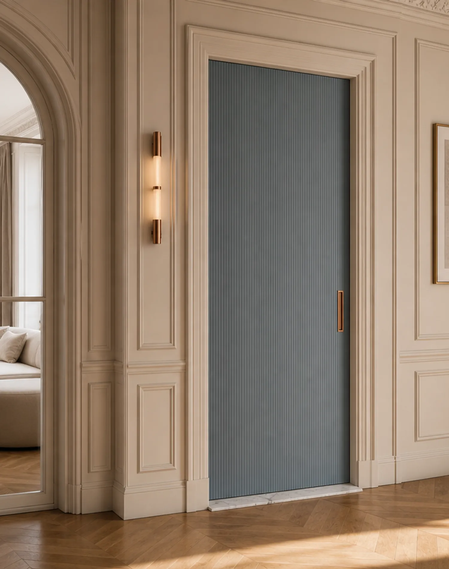 Suite de Puerta Interior Silhouette con Puerta Corredera de Pizarra Estriada estudio de adaptación