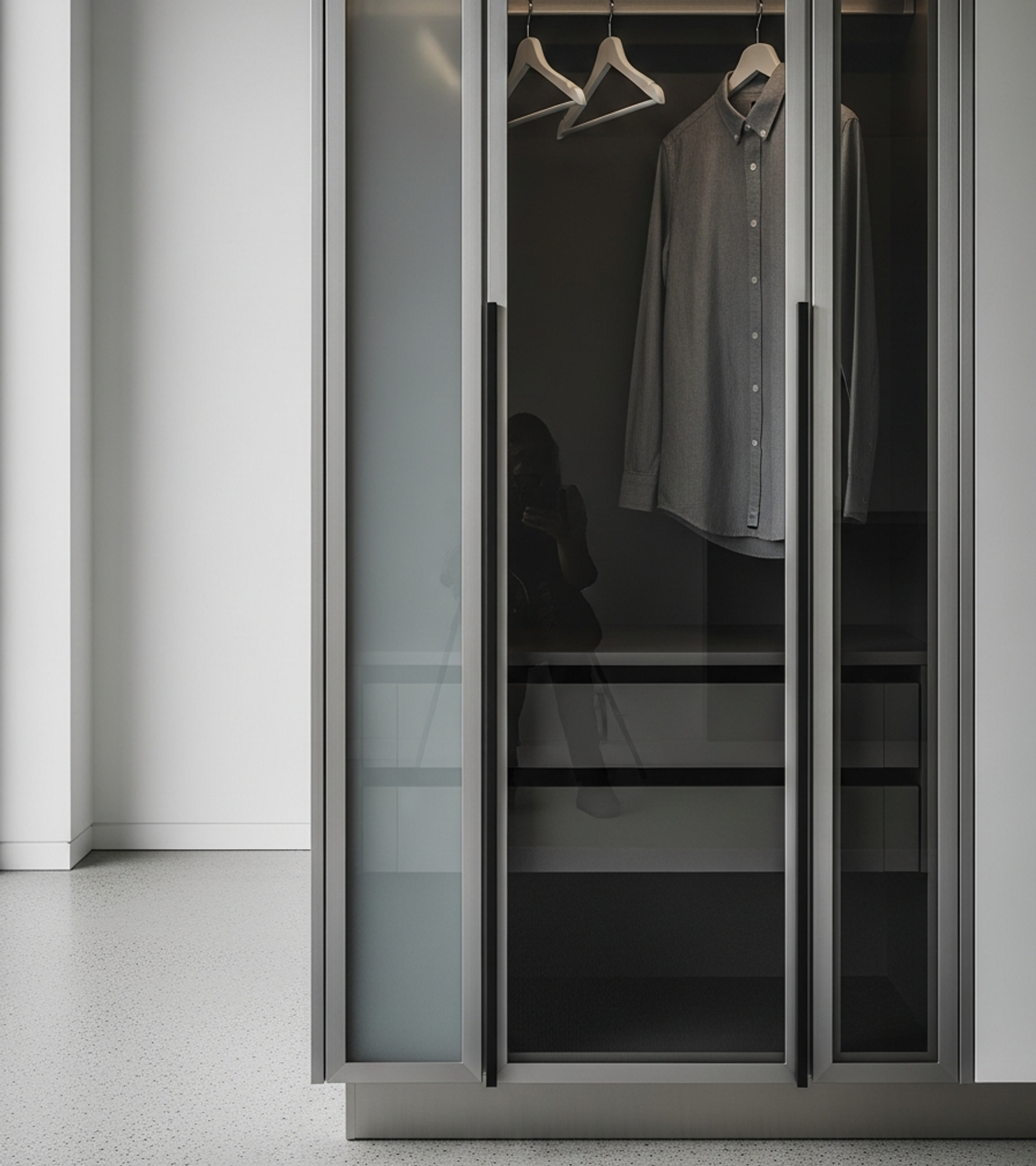 Fadior Brera Wardrobe Suite — close-up of stainless steel finish and hardware detail
