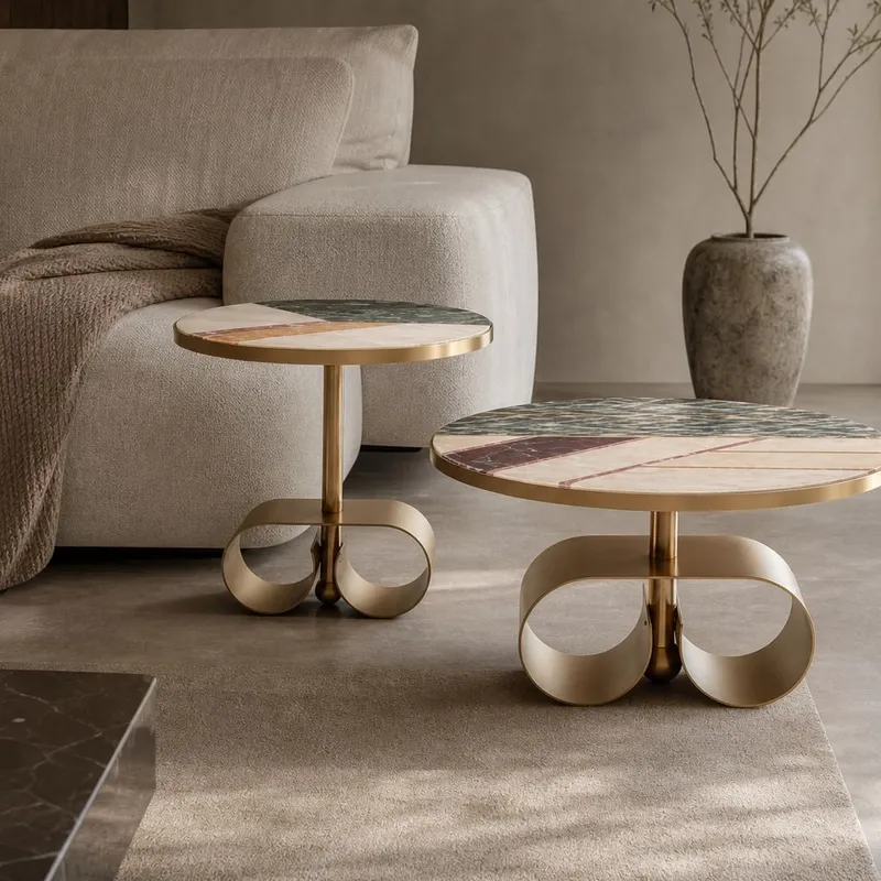 Mosaic Marble Side Table Ø650×350 mm