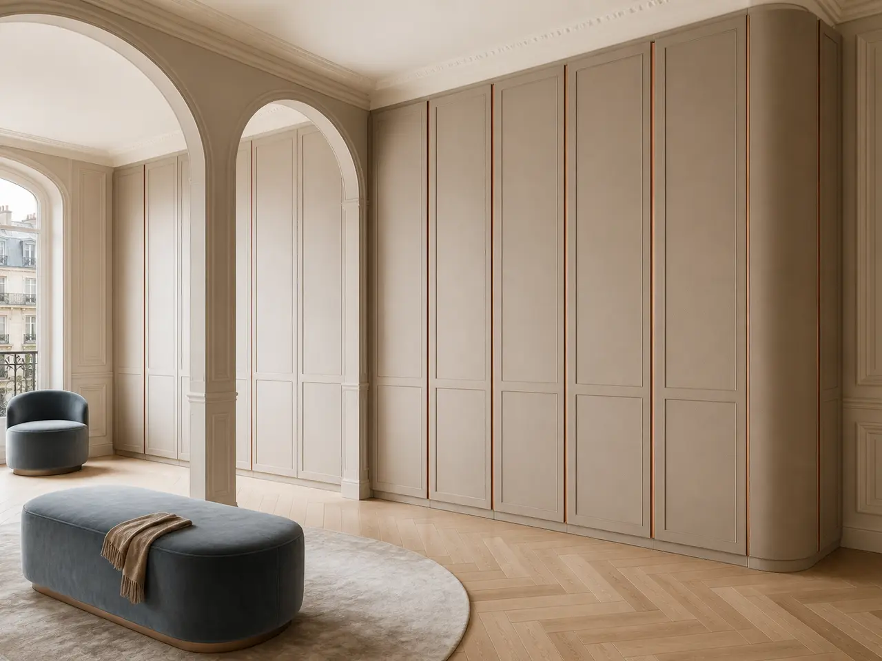 Fadior Resonance Wardrobe Suite with Quiet Close Dressing Atrium — 304 stainless steel wardrobe system, front view