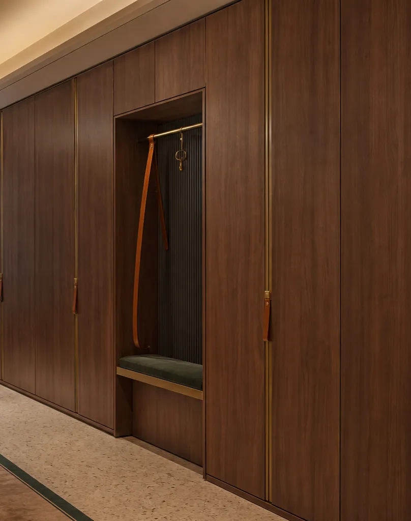 Suite de Armario Eclipse con Muro Valet de Riel Sombra perspectiva interior