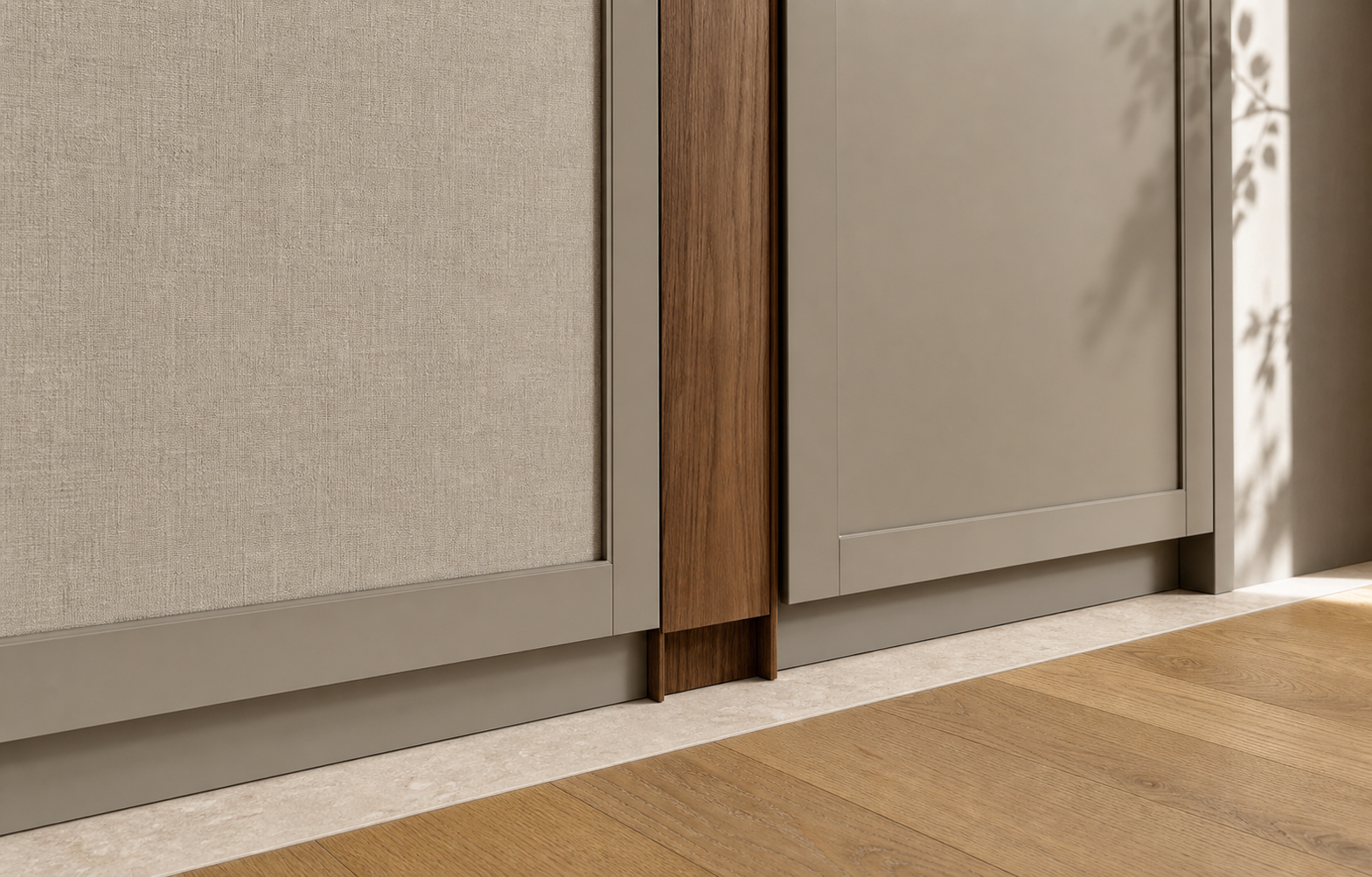 Fadior Lumiere Wardrobe Suite with Cafe Finish Valet Datum — close-up of stainless steel finish and hardware detail