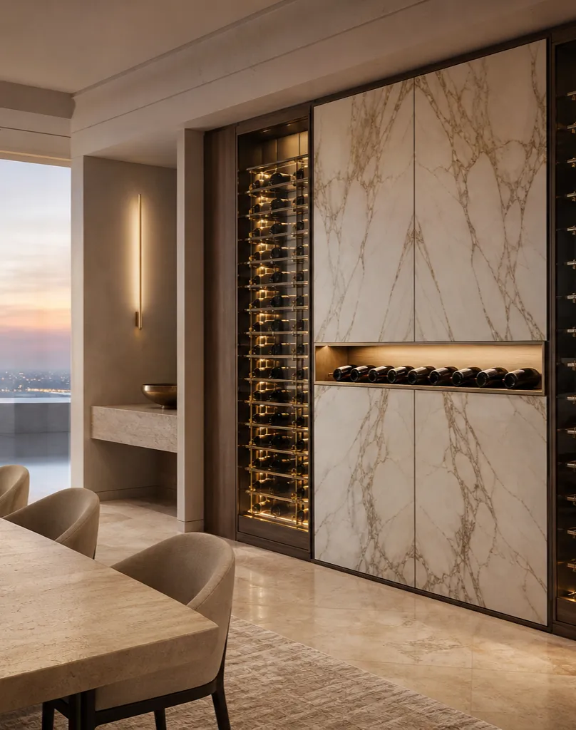 Suite de Armario de Vinos Gloria con Abertura Ledger para Botellas perspectiva interior