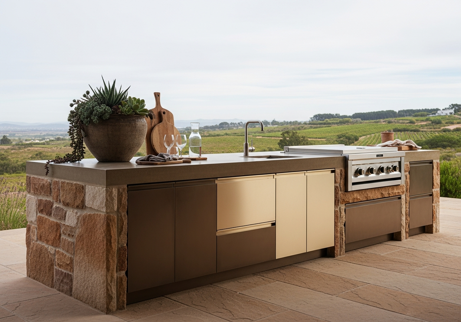 Fadior Cape Town Mountain Villa — outdoor kitchen and terrace setting