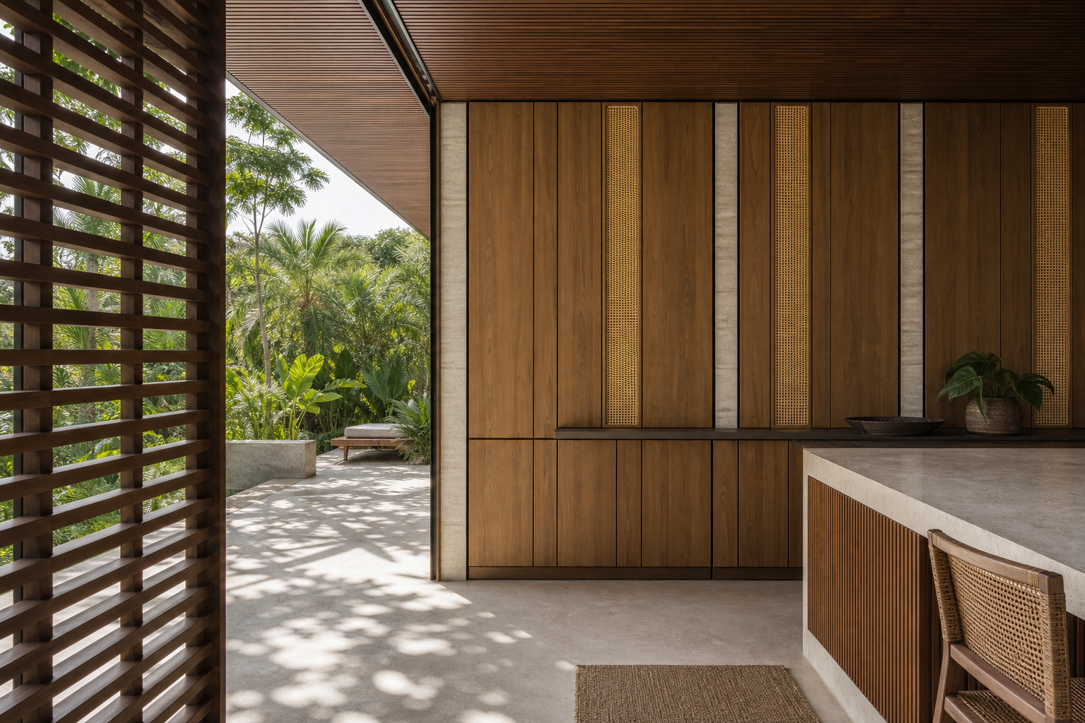 Fadior Terrazzo Wall Panel Suite with Fenix Matte Display Grid — lifestyle setting with natural light and residential styling