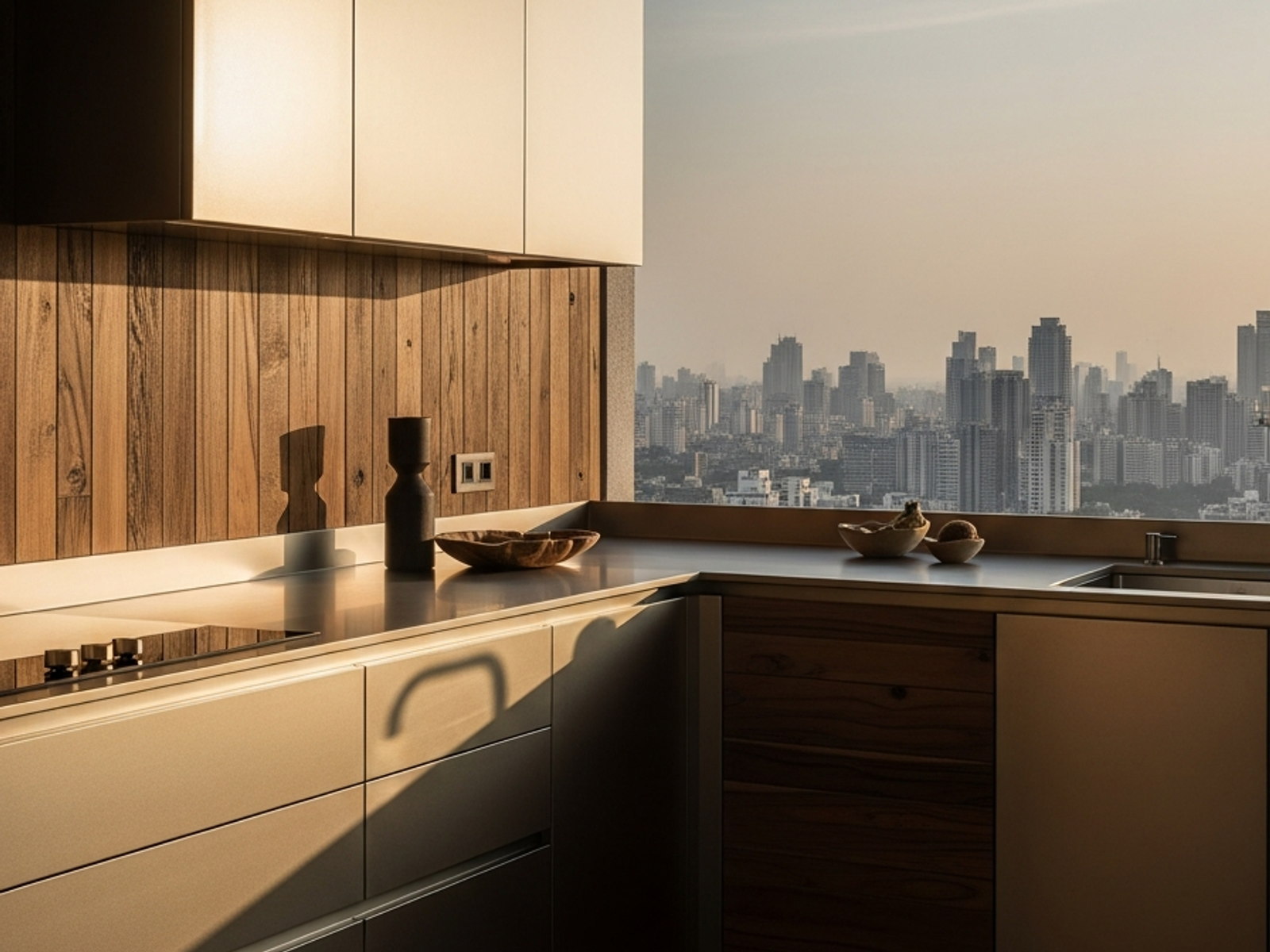Fadior Mumbai Sea Link Penthouse — 304 stainless steel kitchen system, architectural view