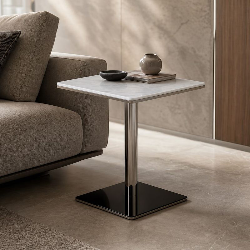 Marble Side Table styled in a FADIOR HOME interior setting